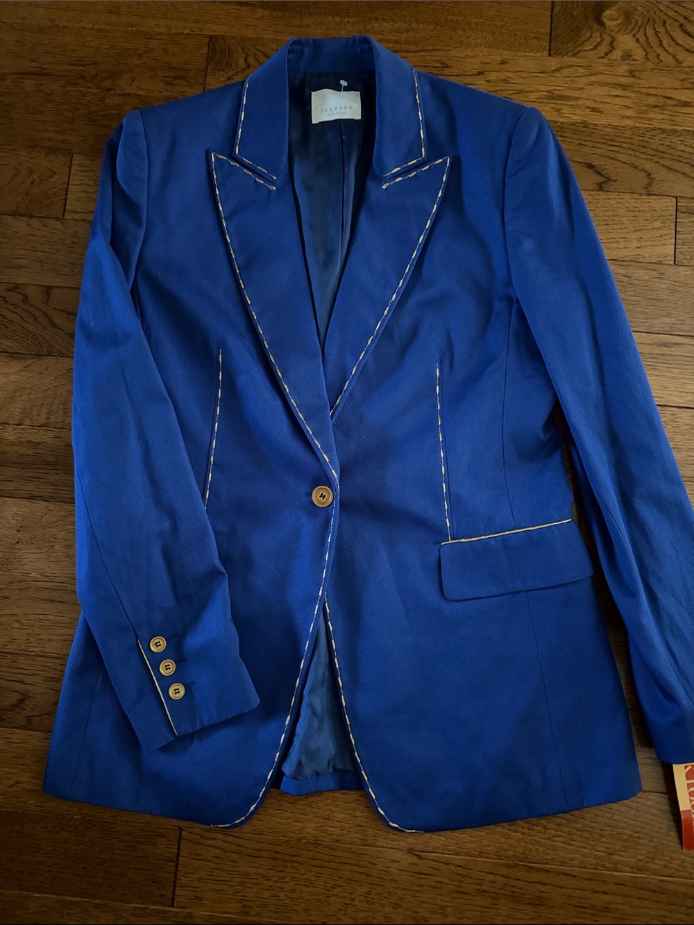 Iceberg Royal Blue Tailored Blazer with  gold Contrast Piping size 46